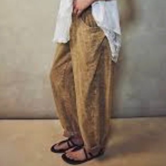 Free People Pants - NWT FREE PEOPLE High Road Washed Pull-On Barrel Pants | Cumin MSRP $78 Size L